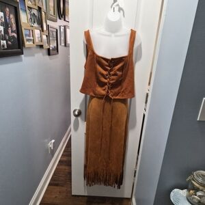 Brown Dress Faux Suede 2pc Set Looks & Feels Like Suede Nwot Size XXL Western